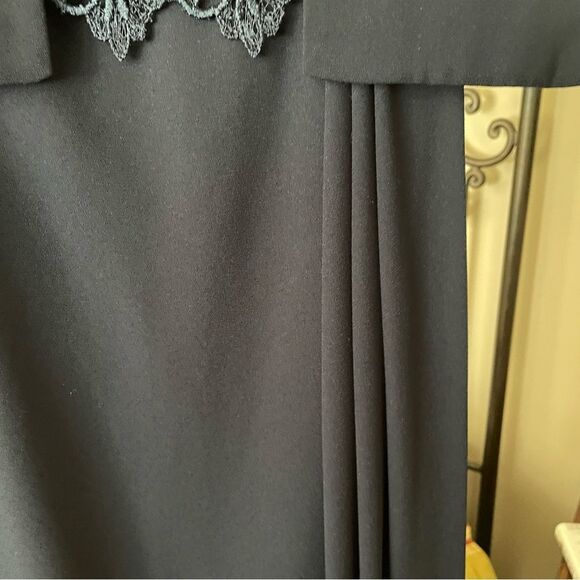 AfterDark Navy Blue Pebble Georgette 2pc Lined Beaded Formal Jacket Dress Sz 10 - Picture 9 of 14